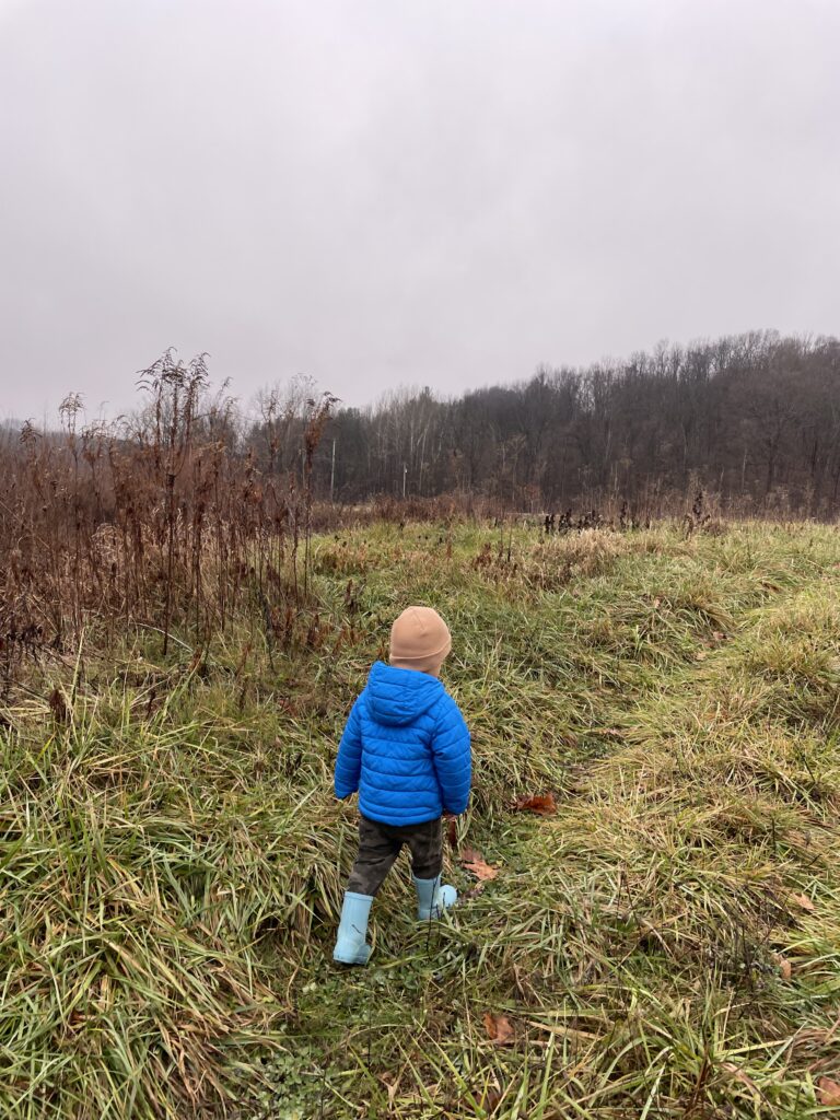 child walking up hill