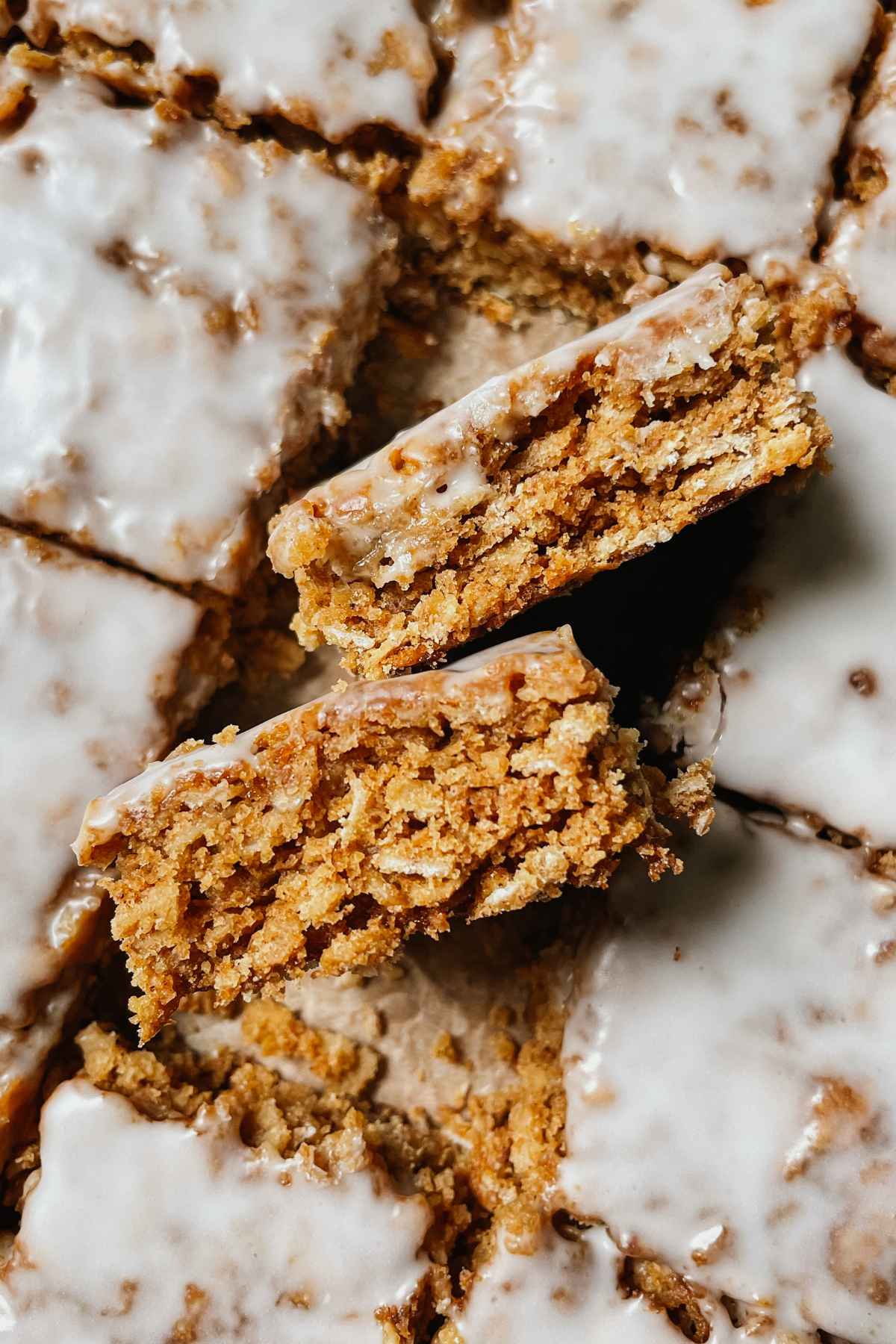 Sourdough iced oatmeal cookie bar squares