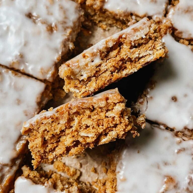 Sourdough iced oatmeal cookie bar squares