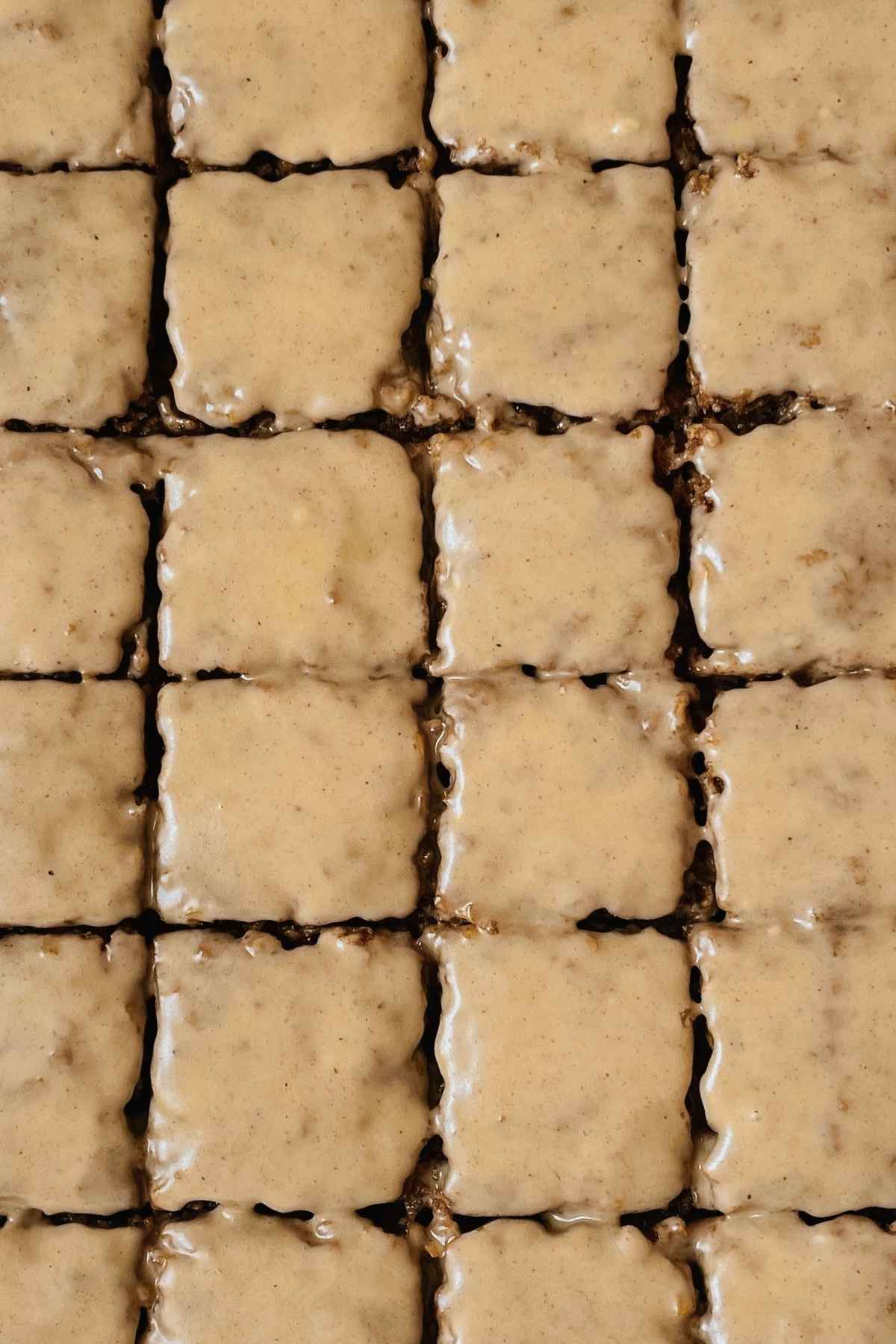 Sourdough pumpkin oatmeal cookie bar squares with maple icing